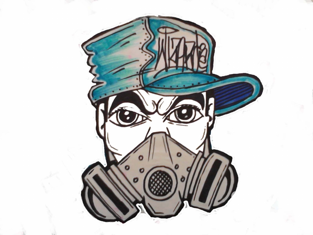 Gas Mask Graffiti Character Sketch - HD Wallpaper 