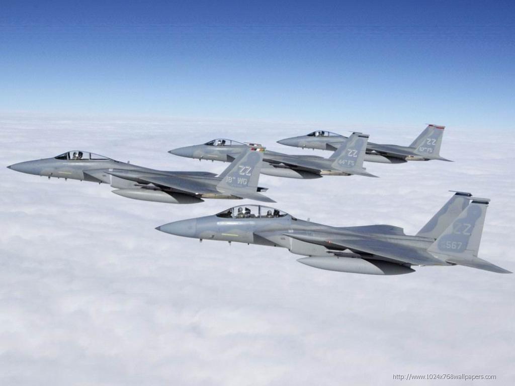 Five F15 Eagles - F 15 Formation - HD Wallpaper 