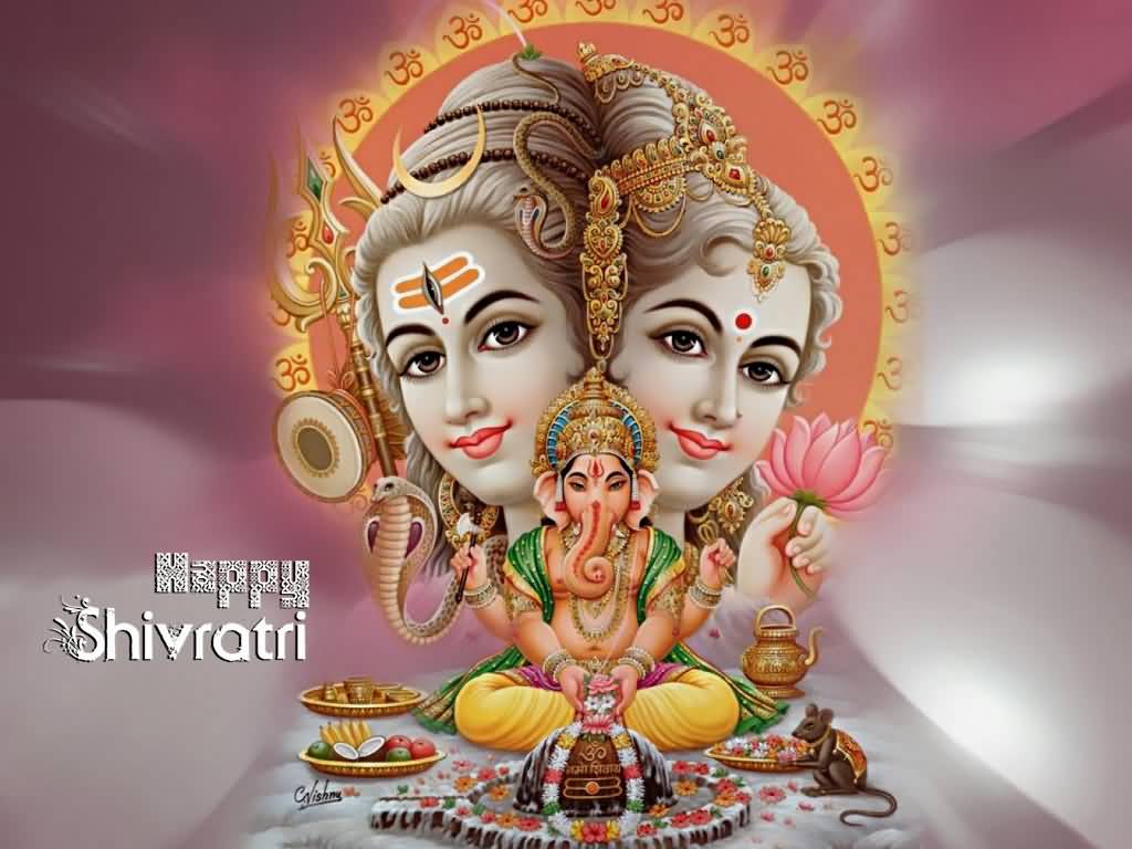 Happy Shivratri Wishes Wallpaper - Lord Shiva Parvathi Hd - HD Wallpaper 