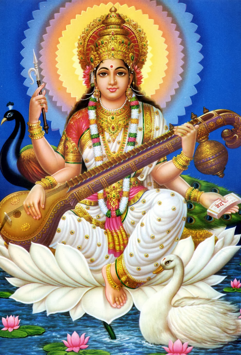 Saraswati Mata Picture Mobile Wallpaper - Jai Maa Saraswati - HD Wallpaper 