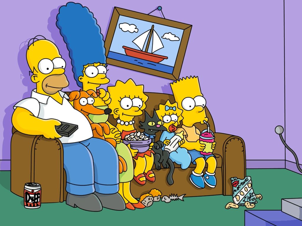 Simpsons Family Watching Tv - HD Wallpaper 