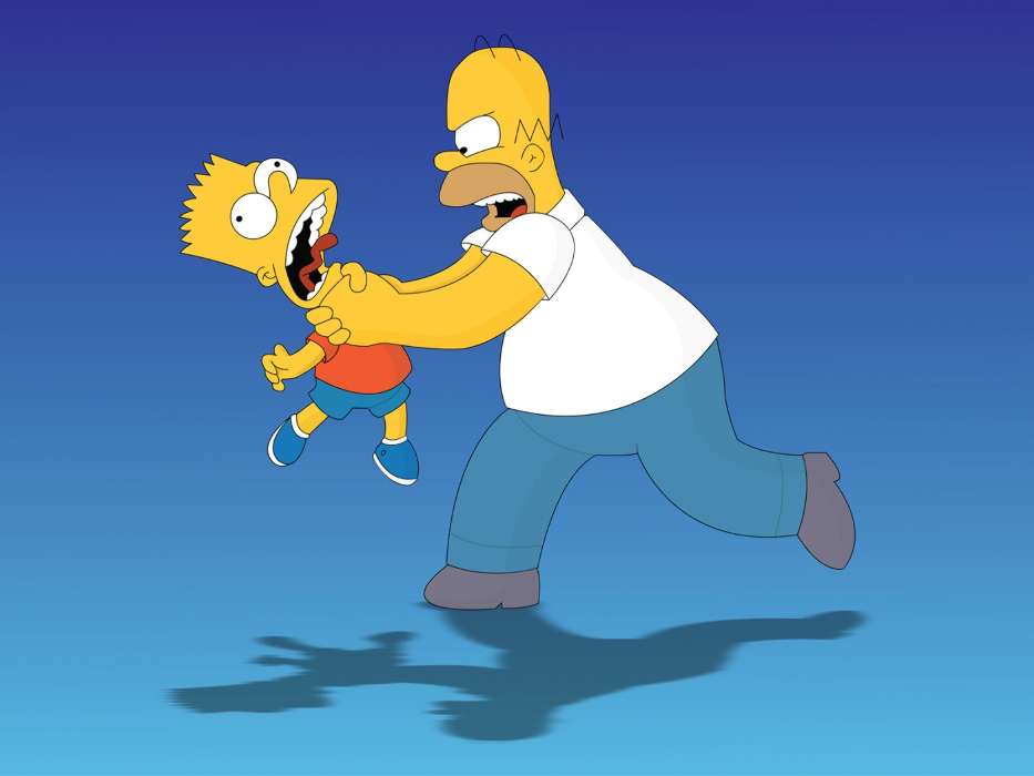 Download Mobile Wallpaper Cartoon, Background, Homer - Homer Simpson Y Bart - HD Wallpaper 