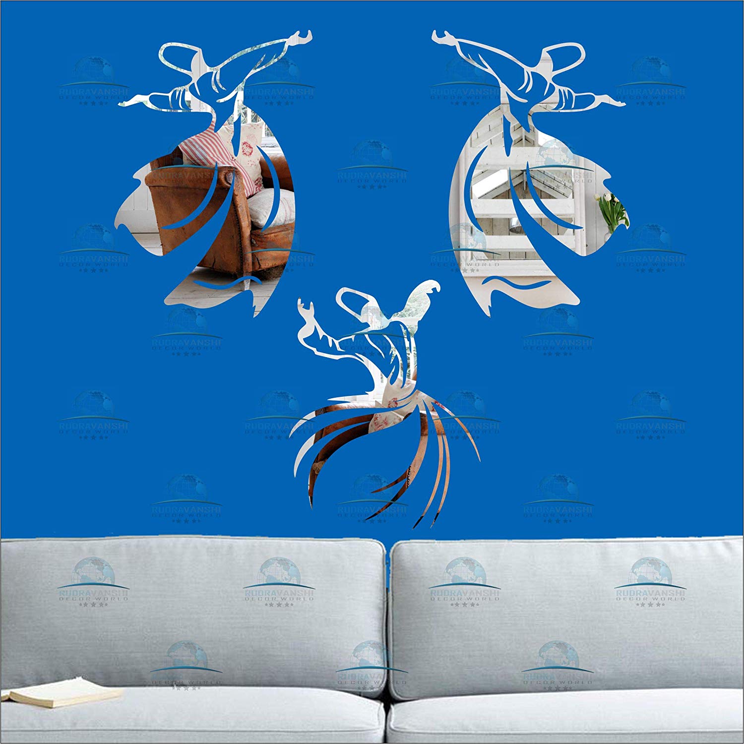 Rudra Vanshi Decor World Sufi Dance Silver Code1438 - Sufi Art Sticker Murale - HD Wallpaper 