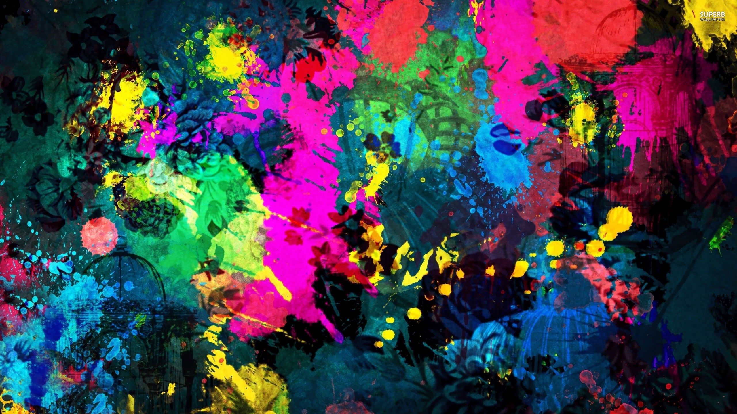 Background Colorful Paint Splatter - HD Wallpaper 