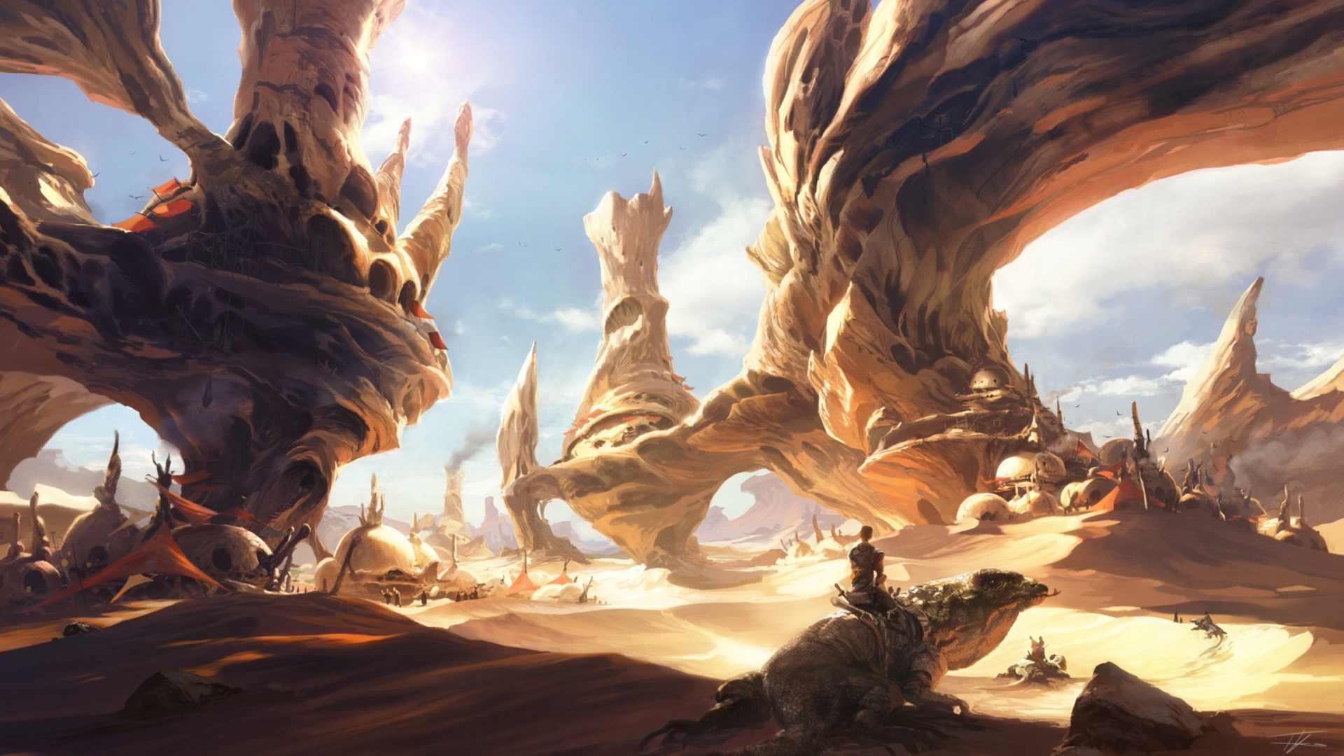 Desert Lizard Fantasy Art - HD Wallpaper 
