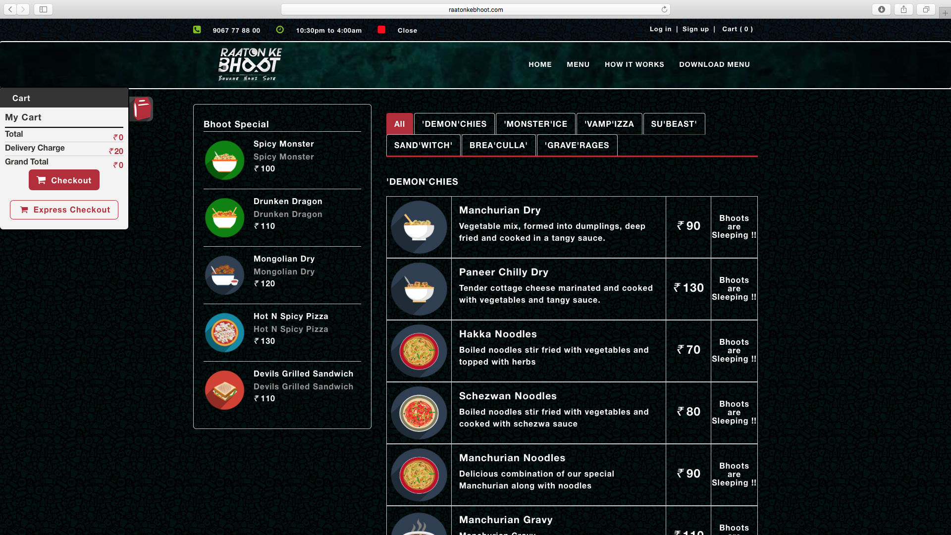 Menu - Raaton Ke Bhoot Menu - HD Wallpaper 