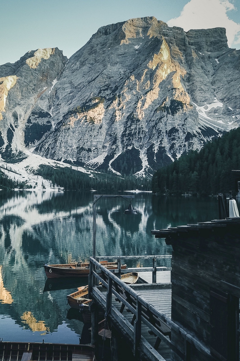 Wallpaper Pier, Lake, Mountains, Landscape, Dock - Pragser Wildsee - HD Wallpaper 