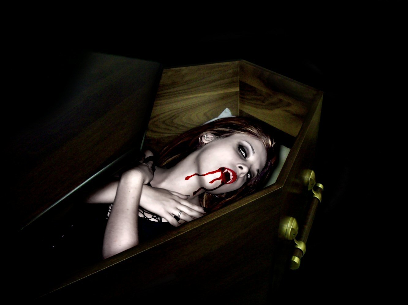 Female Vampire In Coffin - HD Wallpaper 