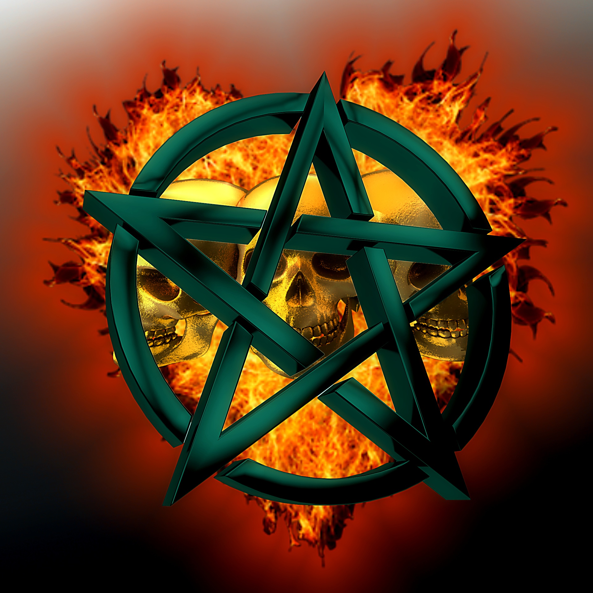 Pentagram Symbol Green Free Photo - Tete De Mort En Feux - HD Wallpaper 