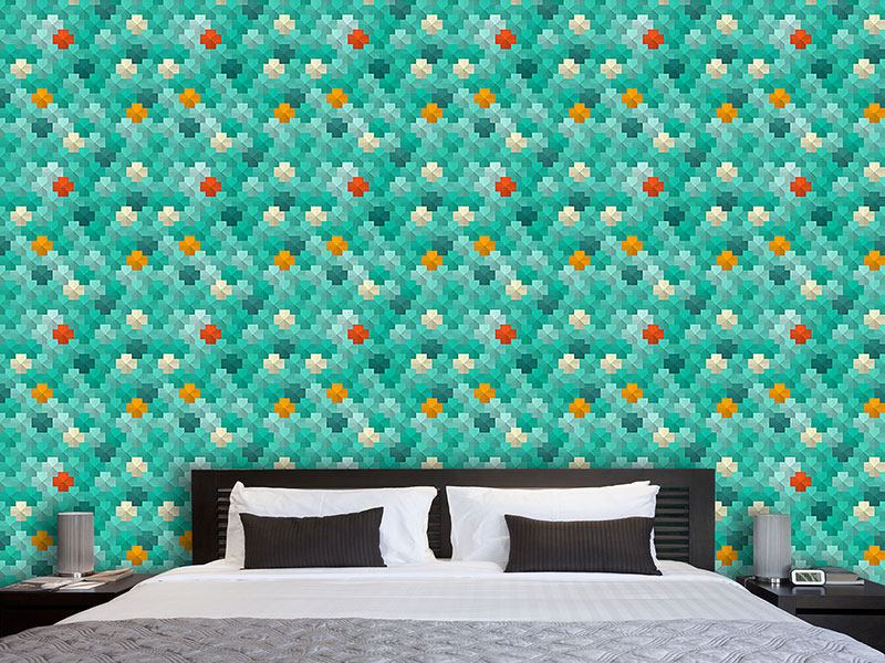 Design Wallpaper Crosses The Pentagon Ocean - Stickers Muraux Foret Des Bouleaux - HD Wallpaper 