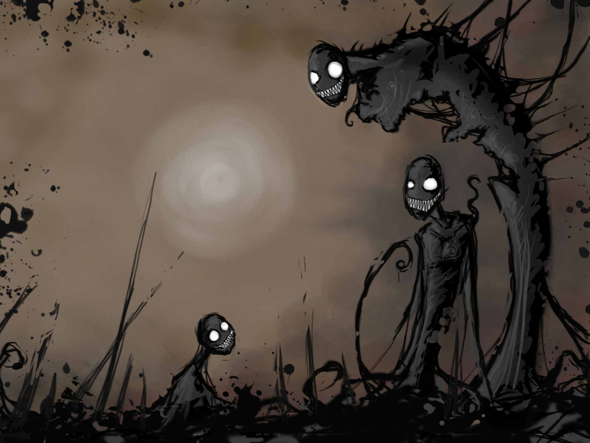 Dark Gothic Wallpaper - Creepy Background Drawings - HD Wallpaper 