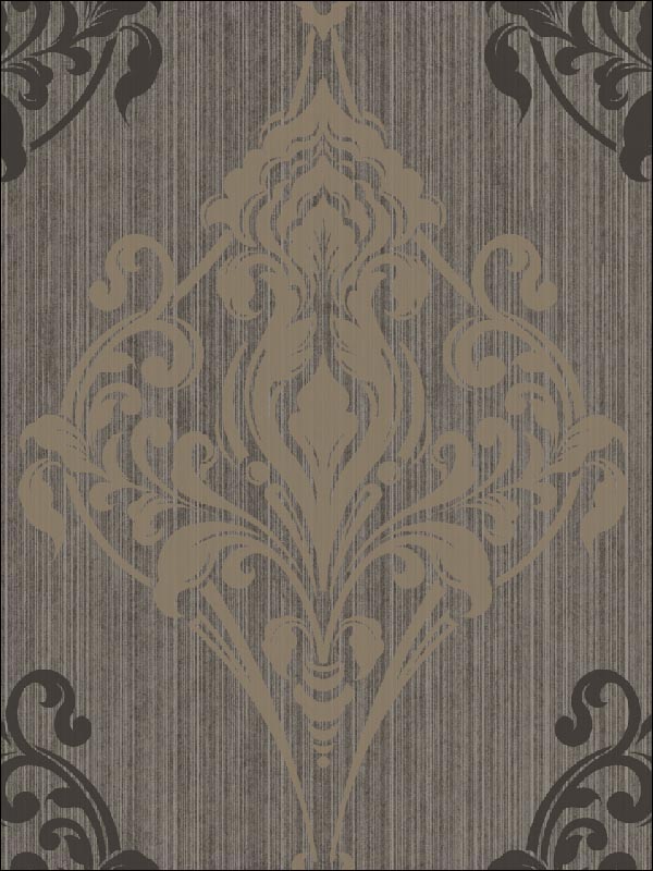 Gothic Medallion Taupe Black On Satiny Gray Wallpaper - Wallpaper - HD Wallpaper 