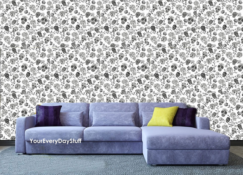 Skull Wallpaper Gothic Dark Black Silver Goth Cool - Studio Couch - HD Wallpaper 