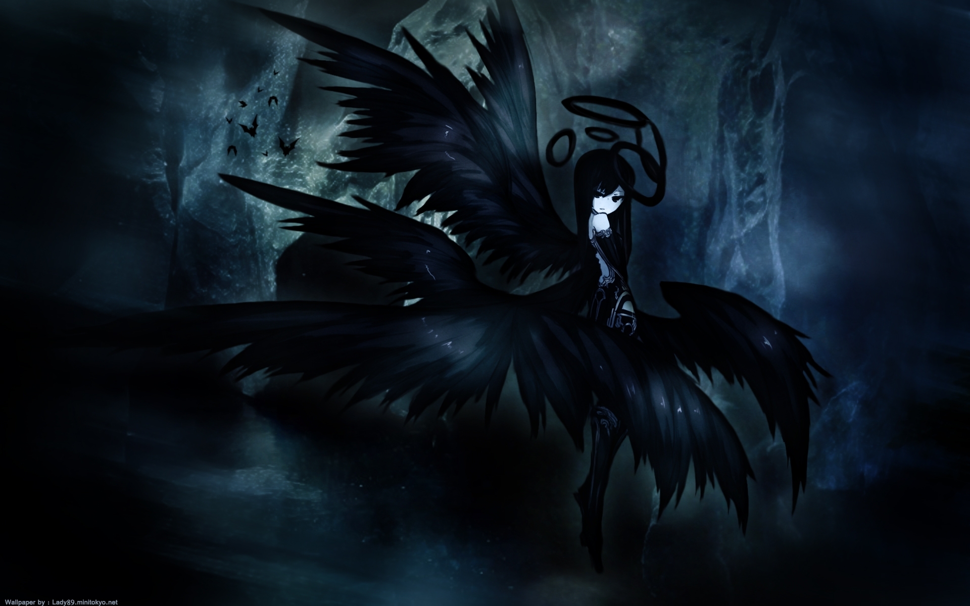 Anime Gothic Angel Wallpaper - Anime Dark Angel Girl - HD Wallpaper 