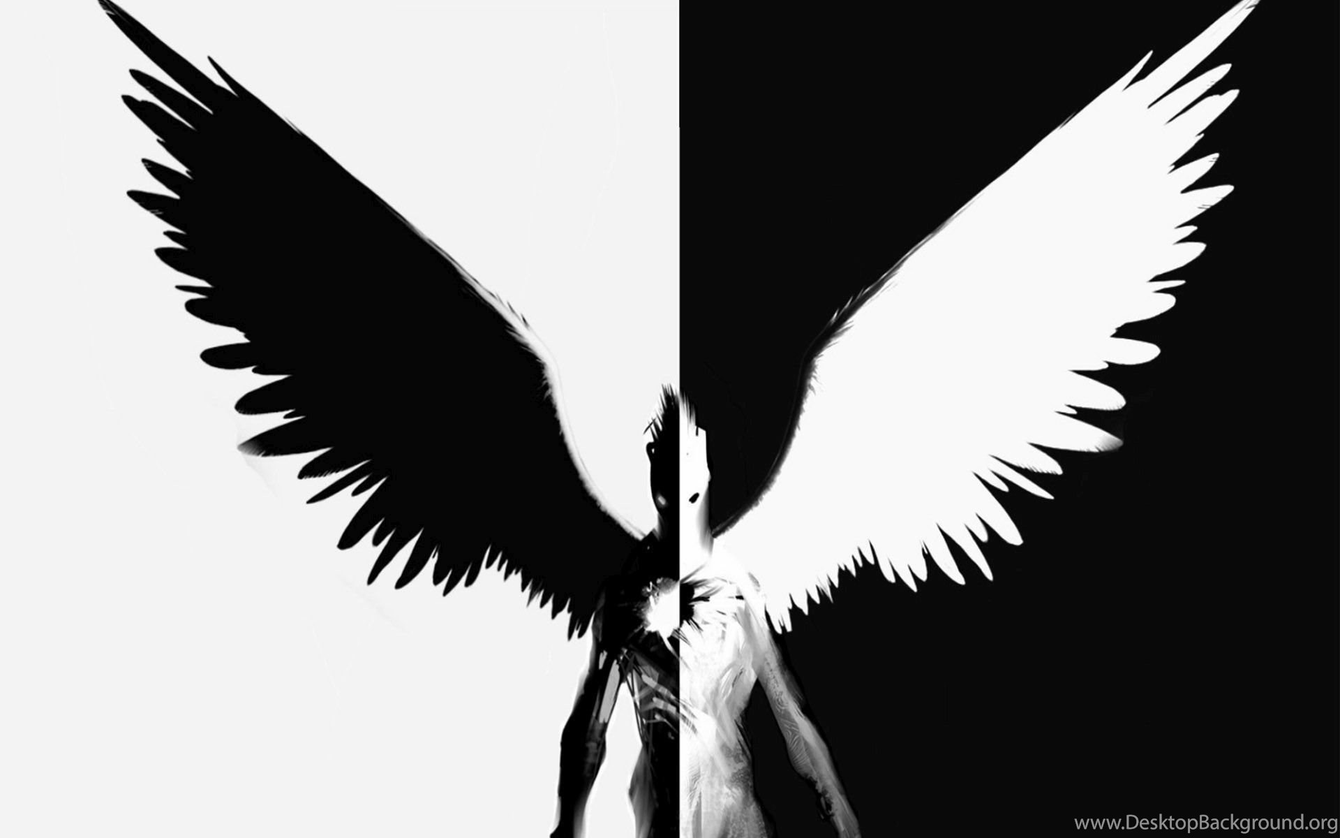 Half Angel, Half Demon Wallpapers 30581 
 Data Src - Black And White Demon - HD Wallpaper 