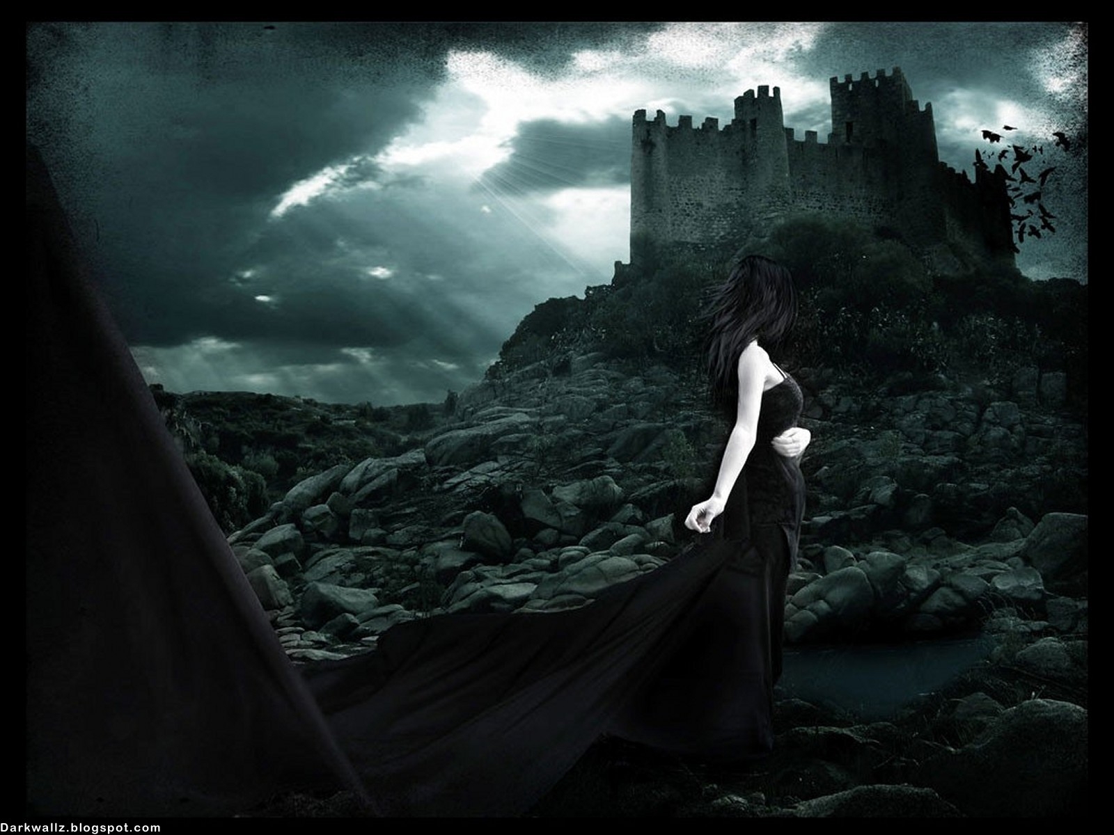 Gothic Girl And Castle - HD Wallpaper 