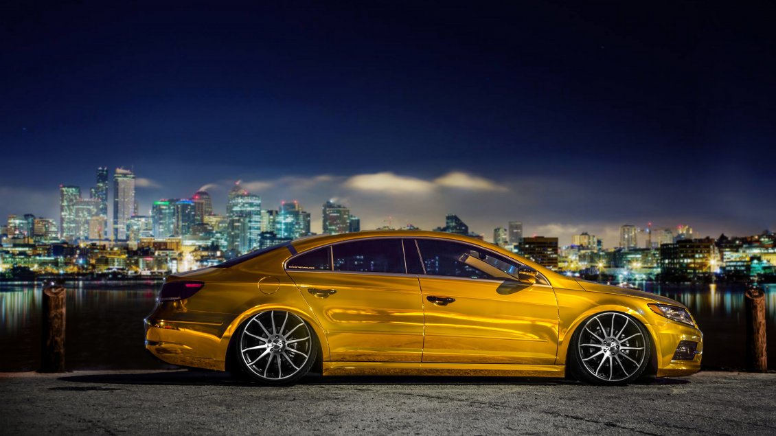 Download Wallpaper Gold Volkswagen Passat Cc Car Tuning - Volkswagen Passat Cc Tuning - HD Wallpaper 