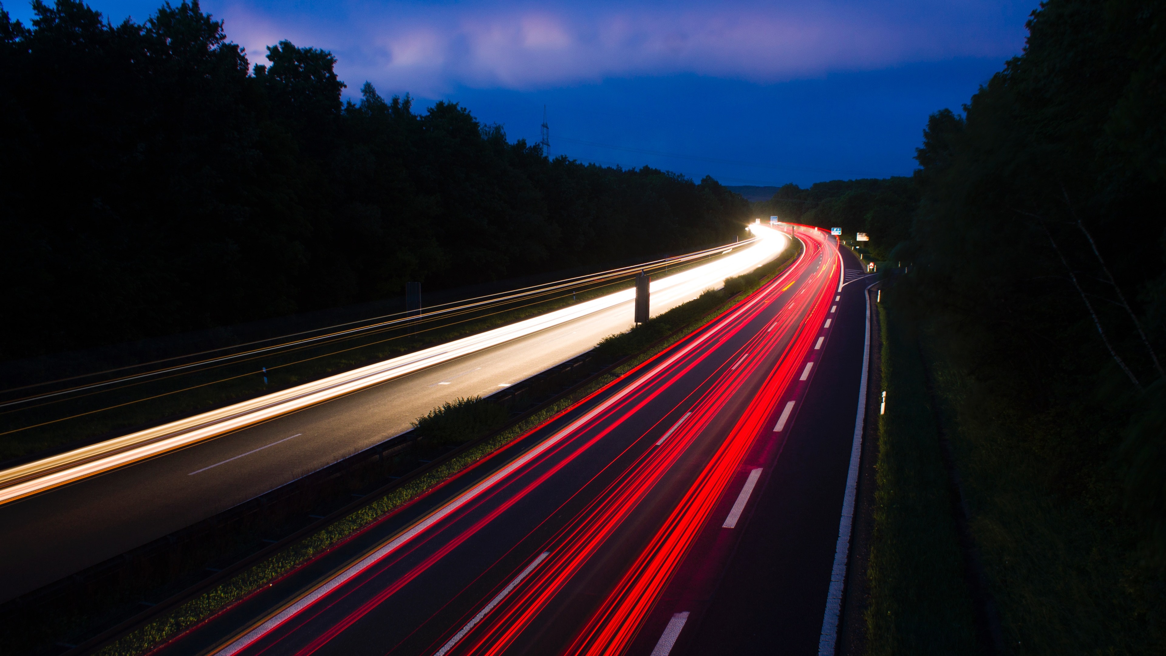 Wallpaper Highway, Road, Light Lines, Night - Fondos De Pantalla Autopistas - HD Wallpaper 
