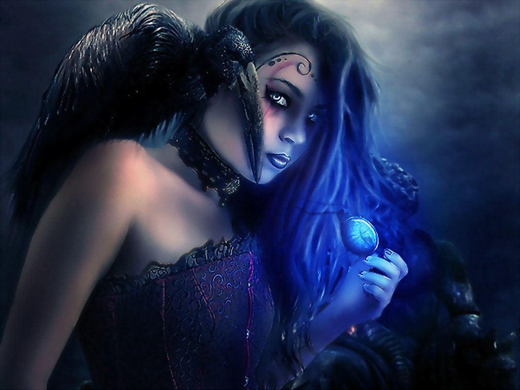 Girl With Raven Art - HD Wallpaper 