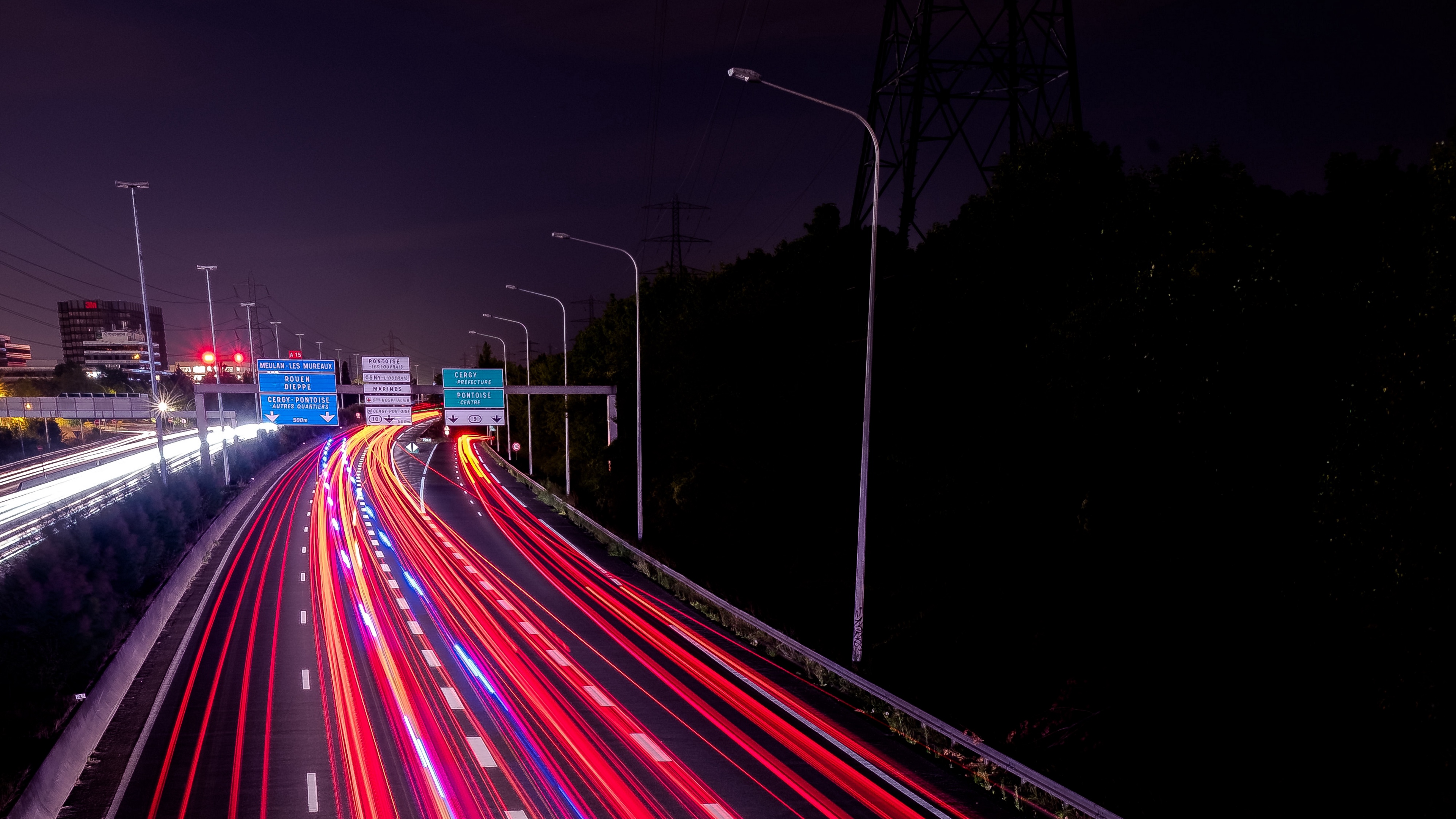 Wallpaper Road, Highway, Night, Lights, Movement - Background High Way Night - HD Wallpaper 