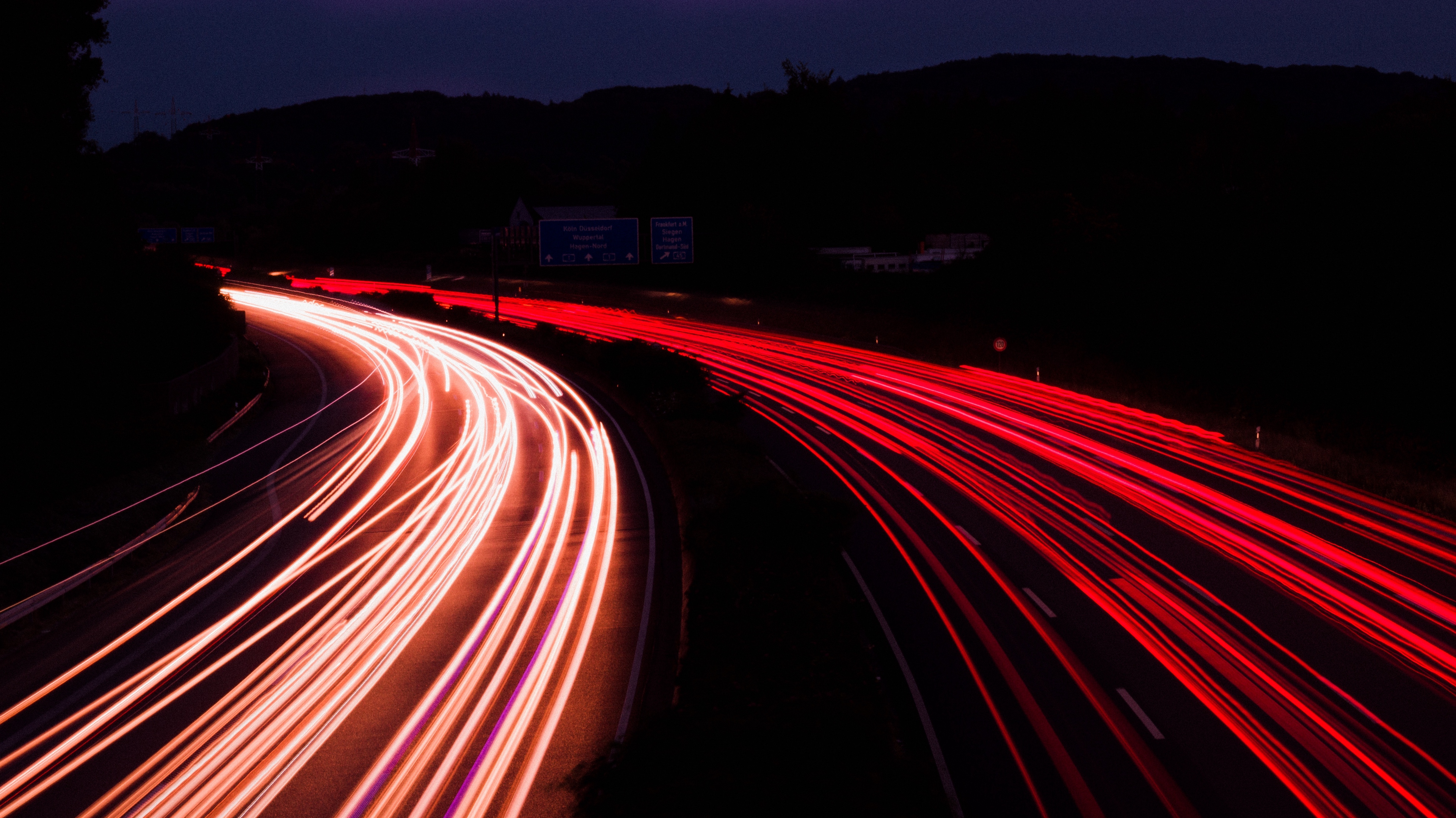 Wallpaper Road, Night, Long Exposure, Backlight, Turn, - Dark Road Background - HD Wallpaper 