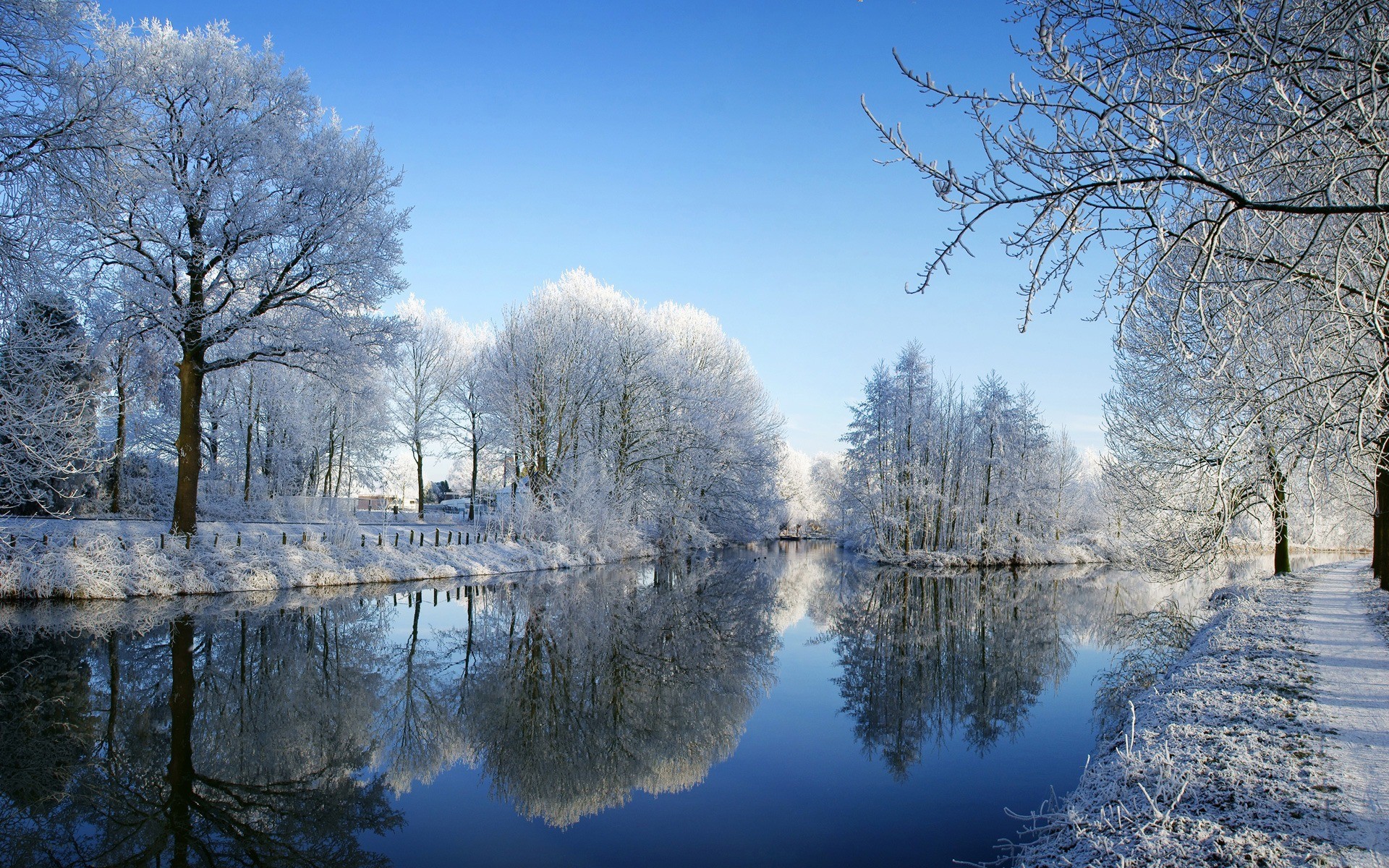 1920x1200, Kromme Rijn Wallpaper Winter Nature Wallpaper - Winter Time - HD Wallpaper 