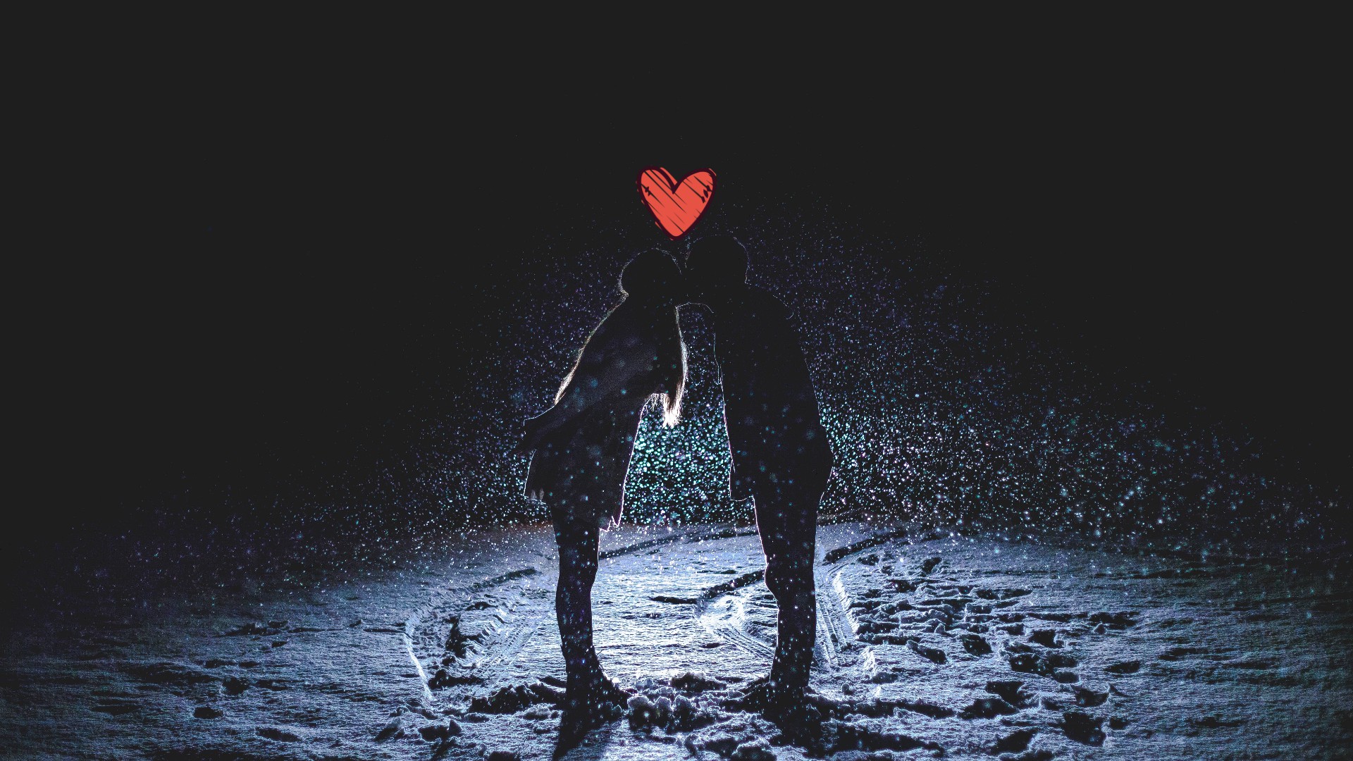 Romantic Winter Night Love - HD Wallpaper 