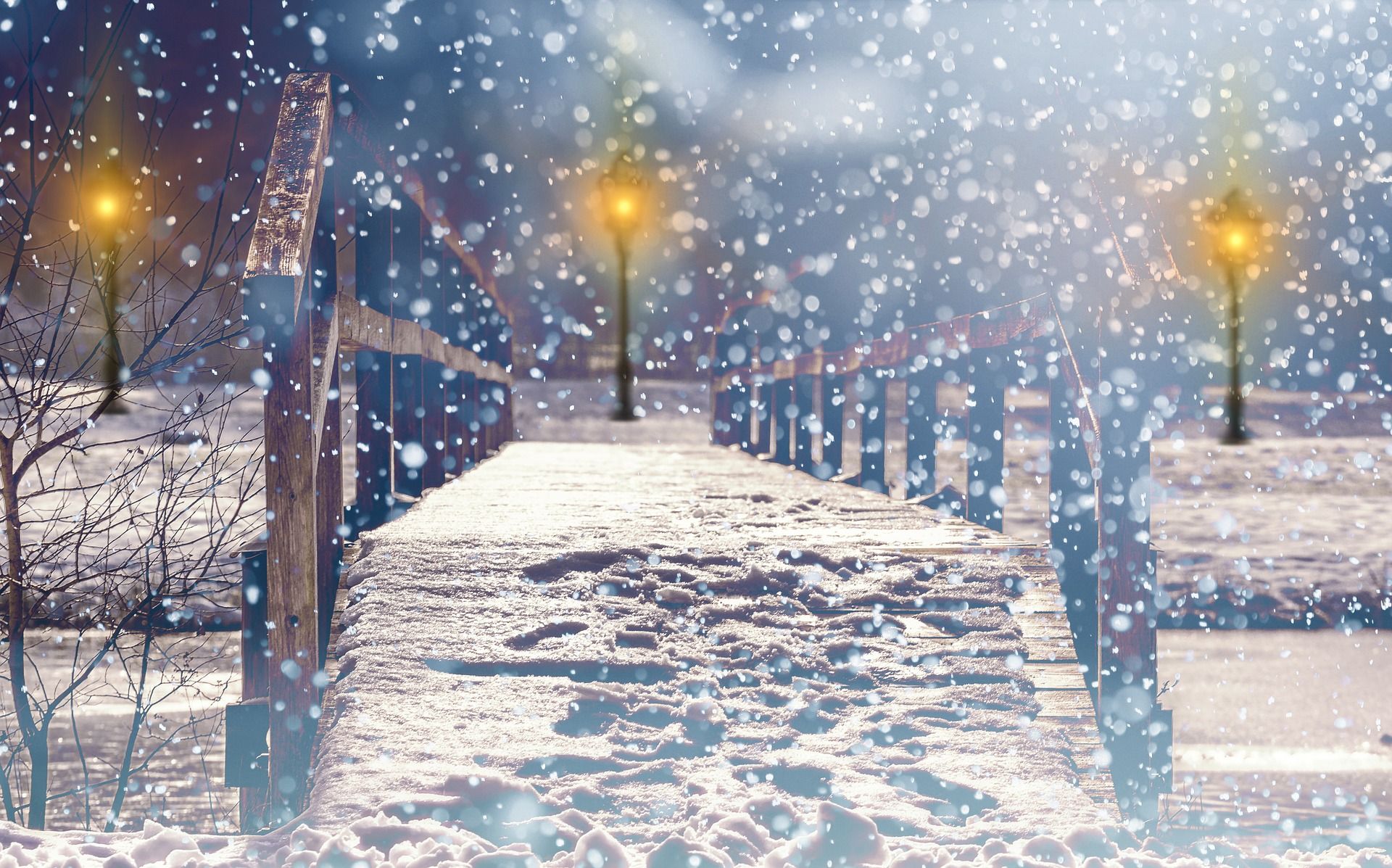 Night Time Christmast Snow Wallpaper 1920p Free Download - Winter In Smoky Mountains - HD Wallpaper 
