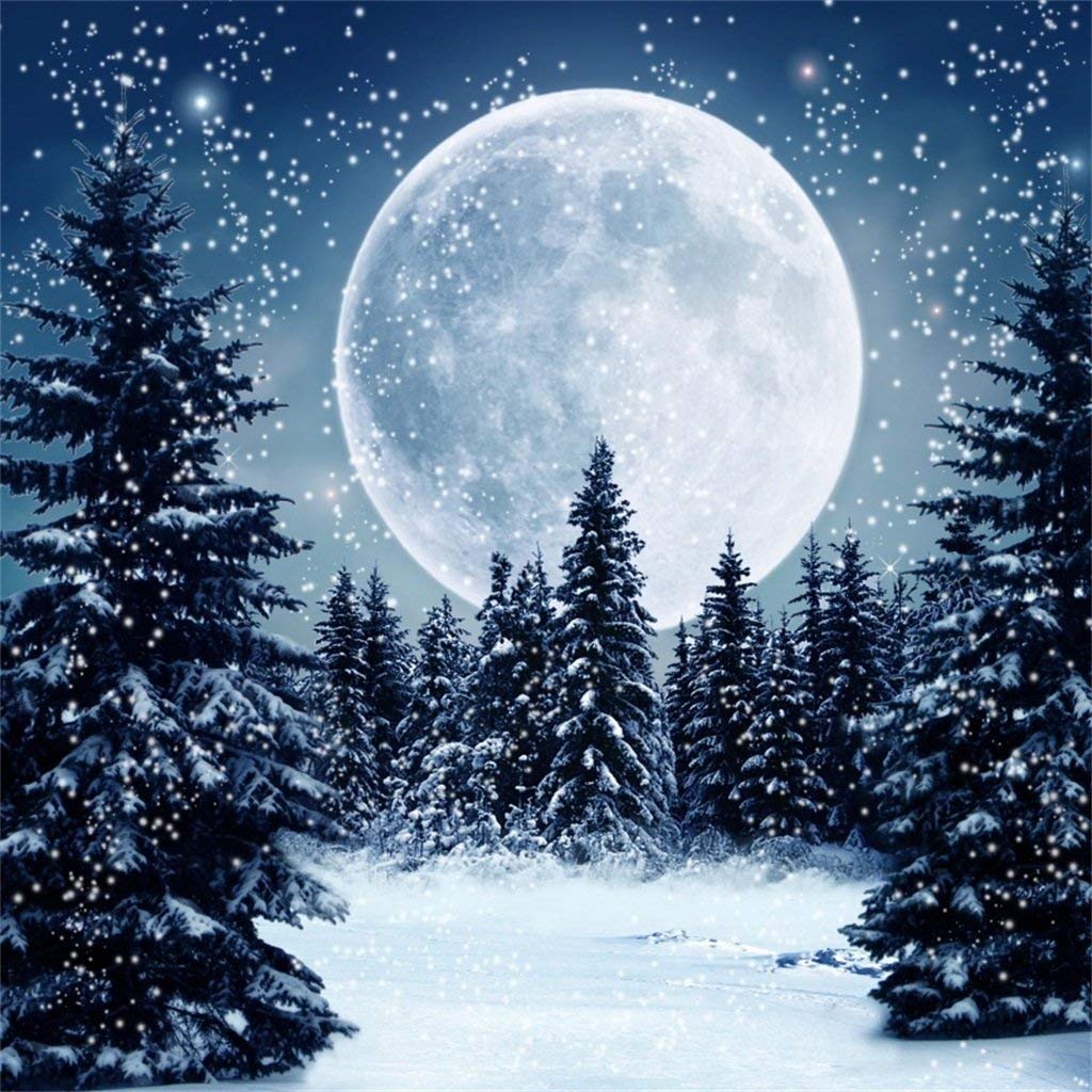 Moon Night Snow - HD Wallpaper 