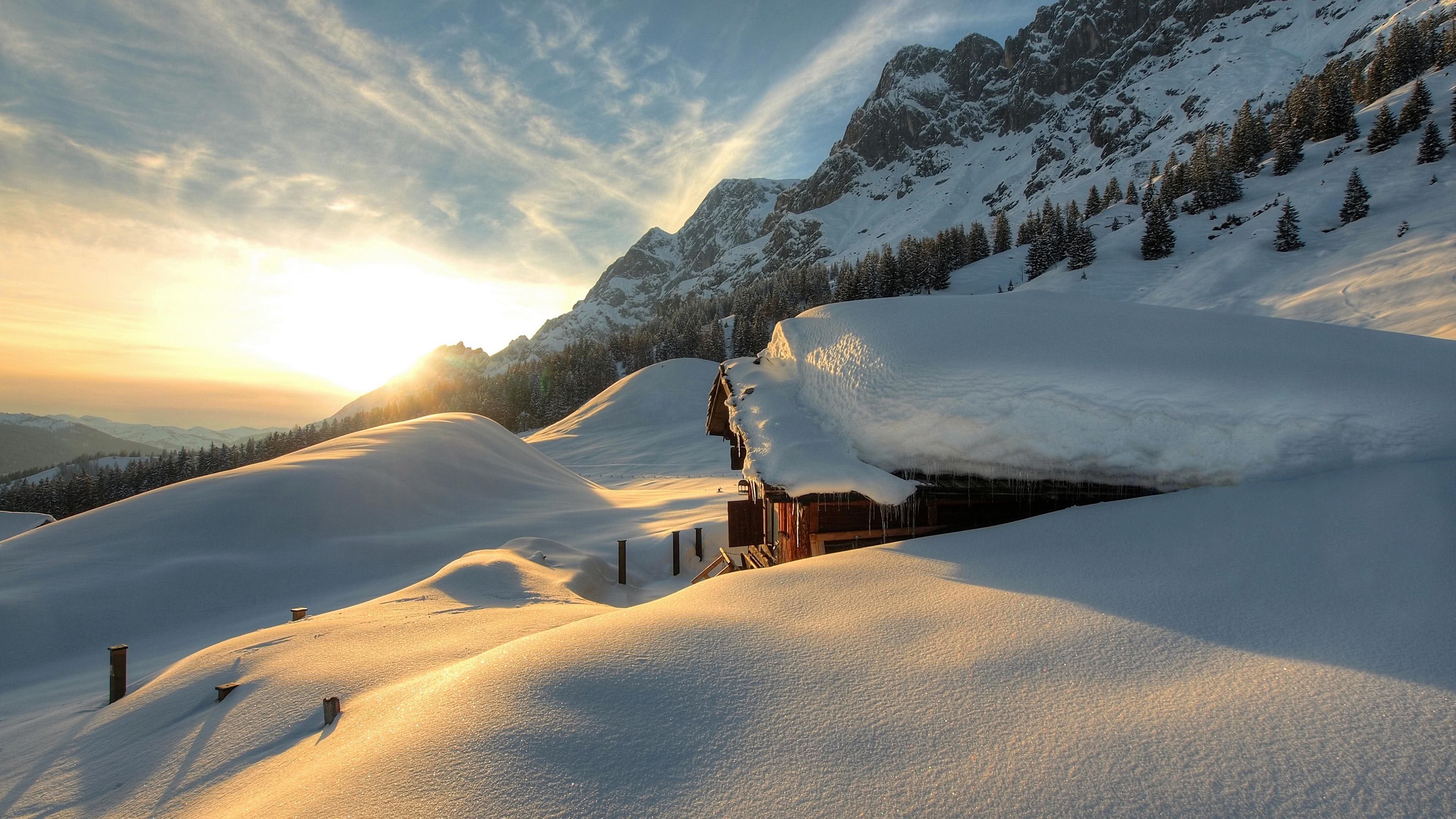 Winter Mountains In Austria Uhd 4k Wallpaper - HD Wallpaper 