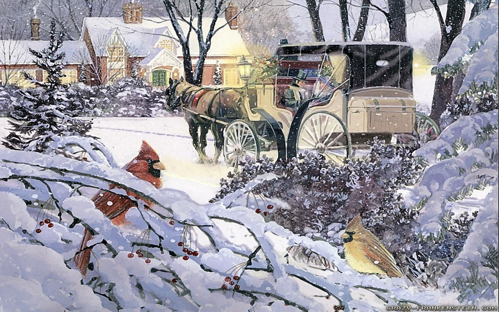 Winter Cottage - HD Wallpaper 