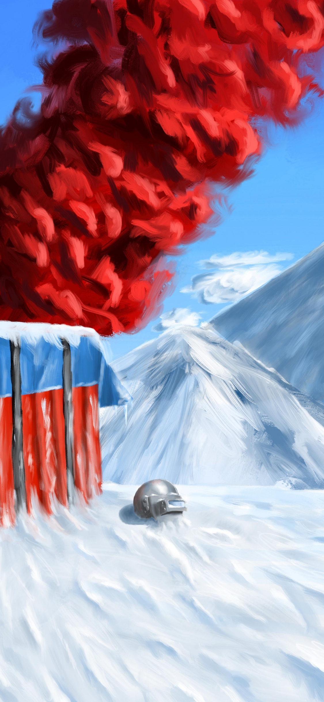 Pubg, Winter, Mountains, Landscape, Red Smoke, Art, - HD Wallpaper 