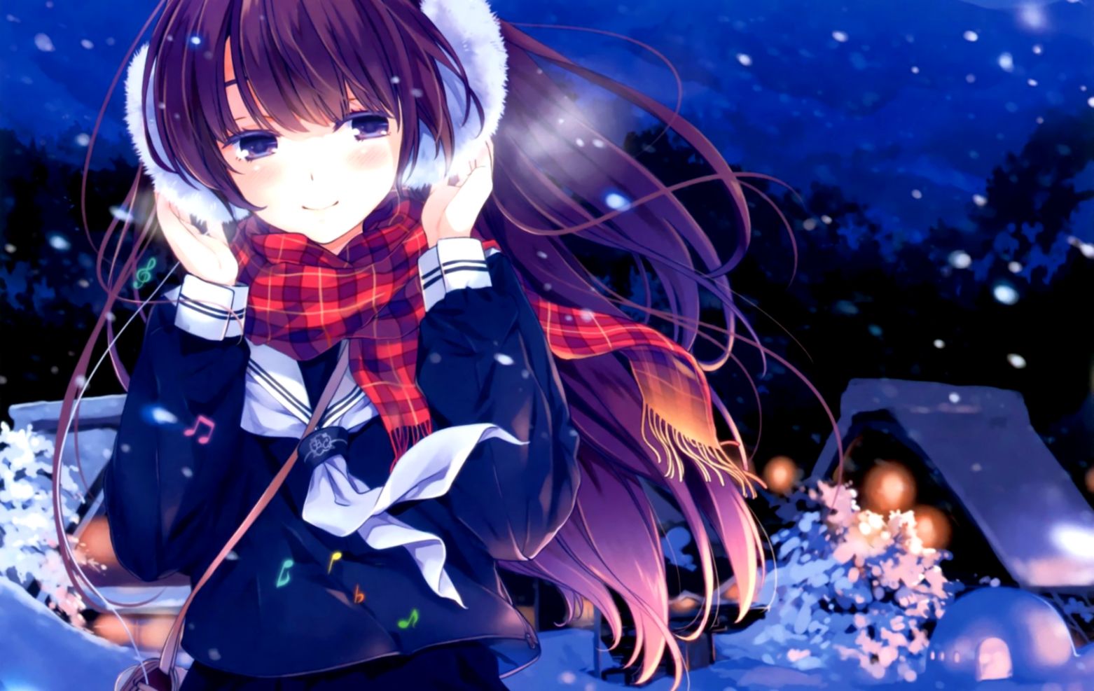 Winter Themed Anime Girl - HD Wallpaper 