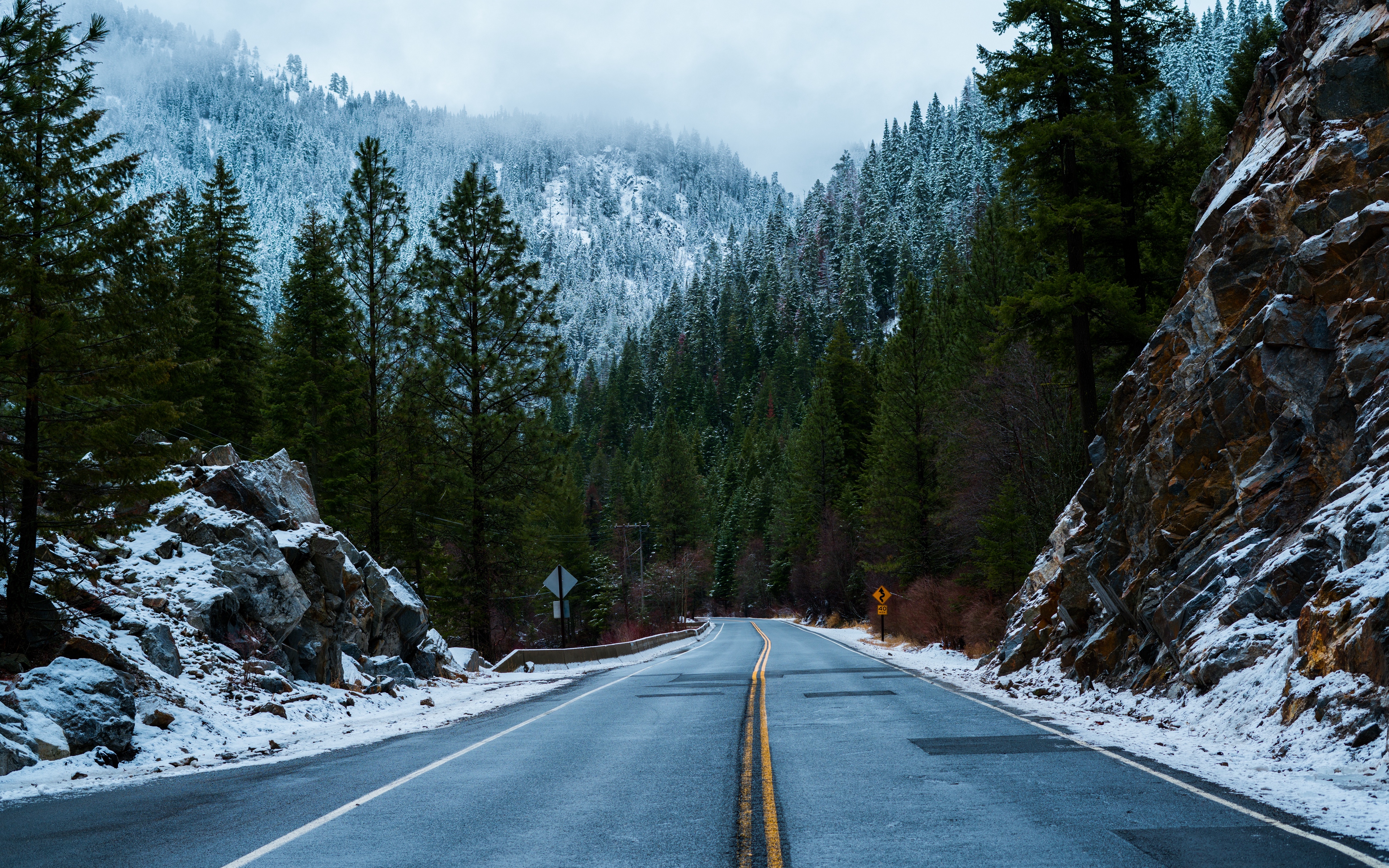 Wallpaper Forest, Road, Snow, Winter - 1650 X 1050 - HD Wallpaper 