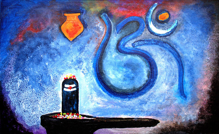 Lord Shiva Linga Paintings - HD Wallpaper 