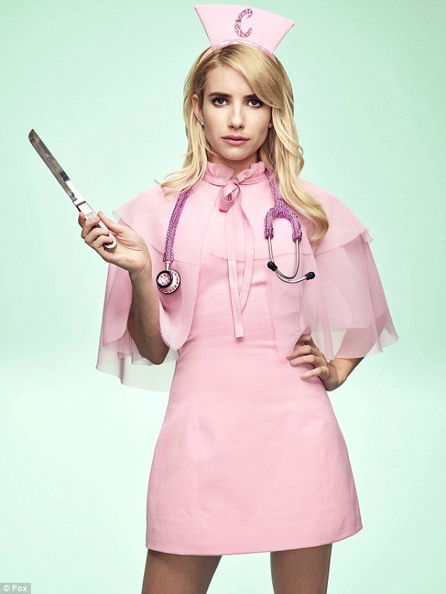 She S Back Emma Roberts Donned A Bright Pink Dress - Scream Queens Chanel Nurse - HD Wallpaper 