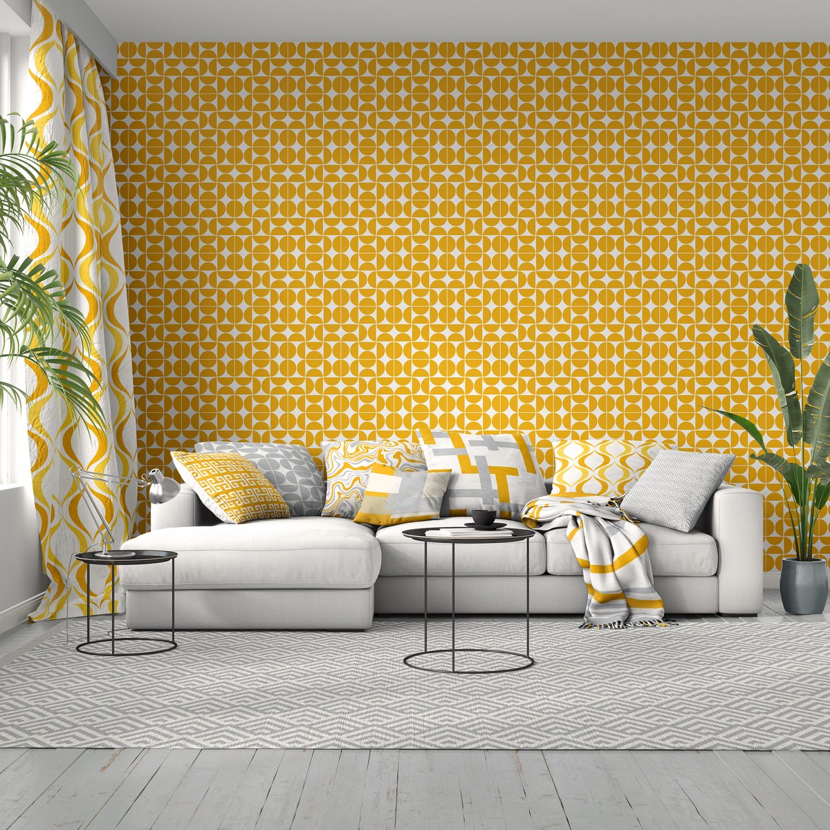 Yellow White Wall Paper - HD Wallpaper 