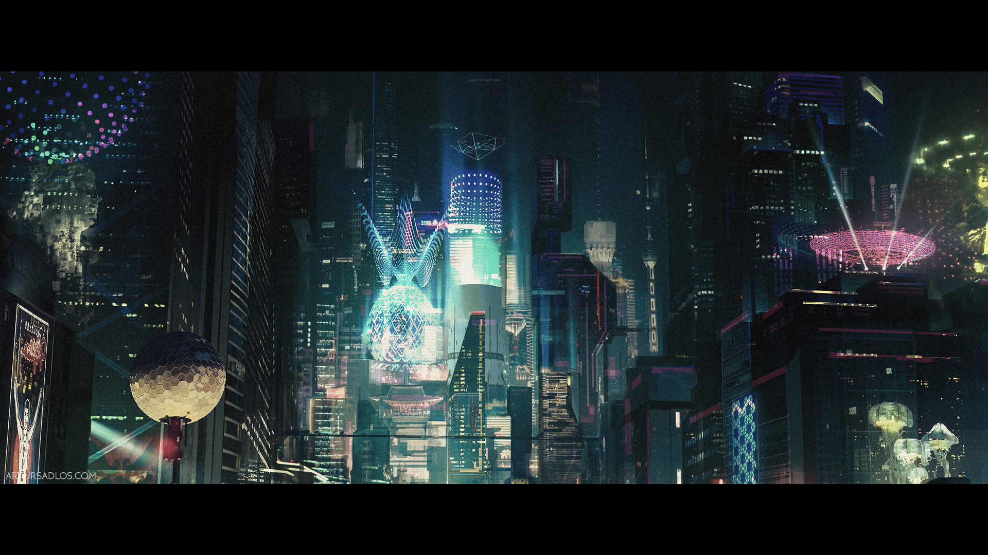 Artur Sadlos Cyberpunk City - HD Wallpaper 
