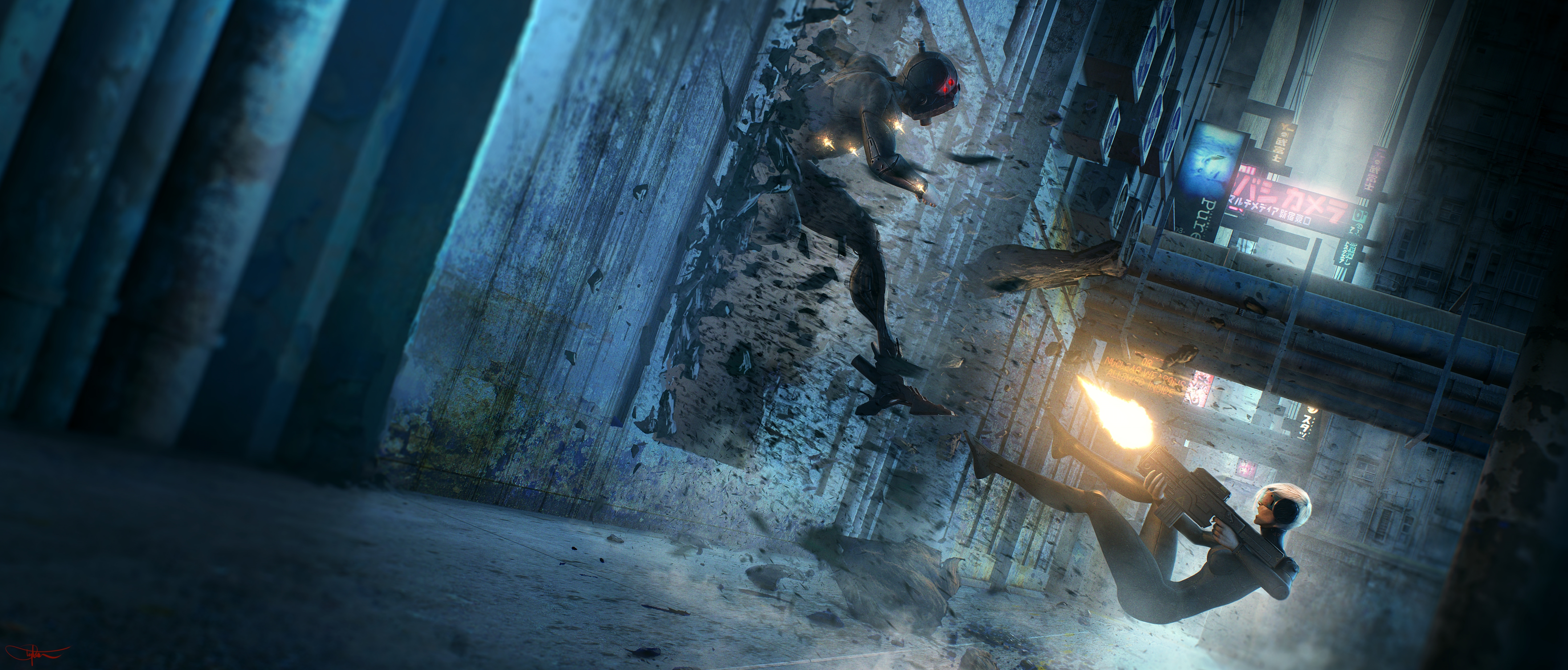 Cyberpunk Fight - HD Wallpaper 