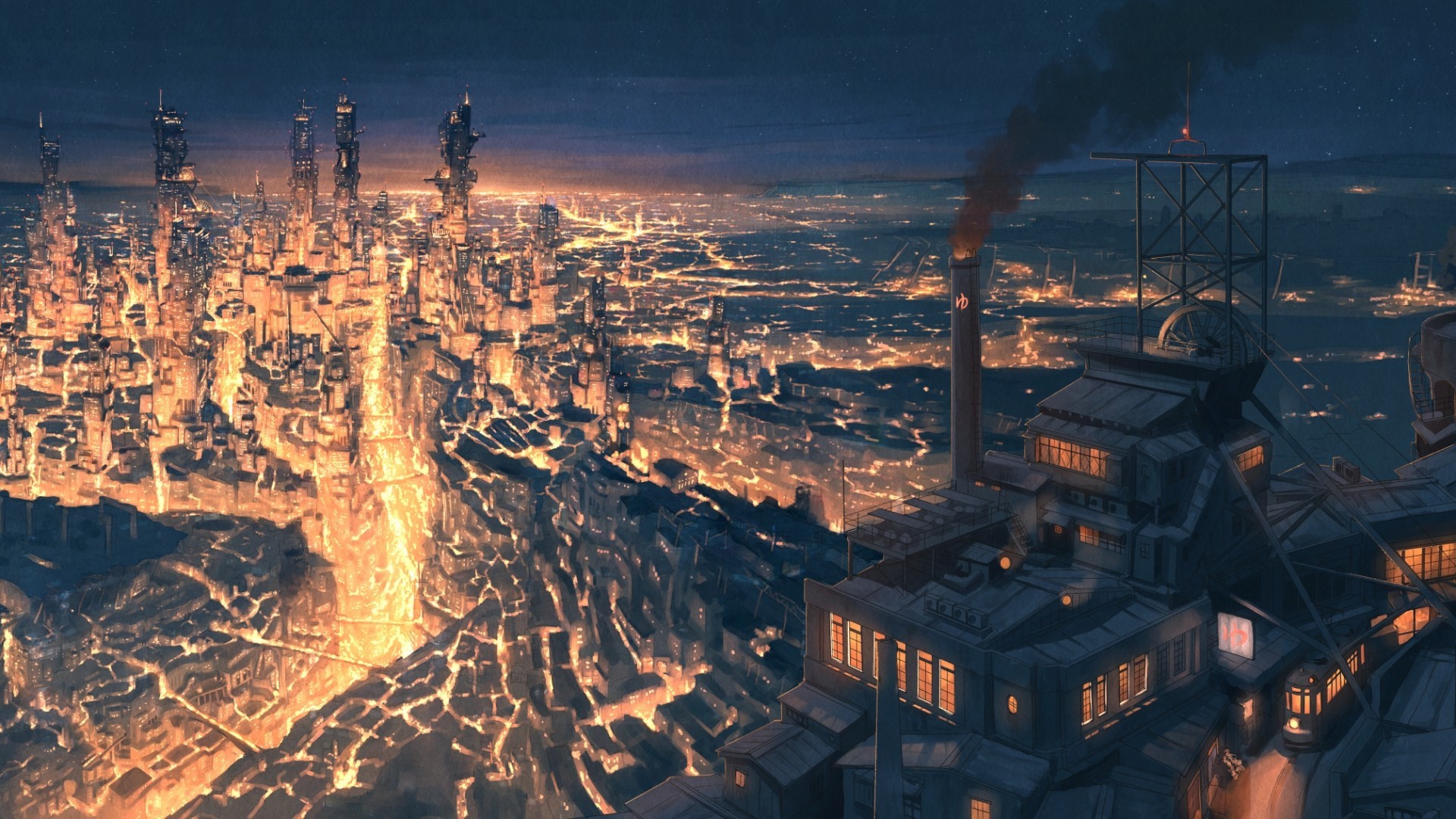 Anime Cityscape, Fantasy World, Scenic, Steampunk, - Steampunk Cityscape - HD Wallpaper 