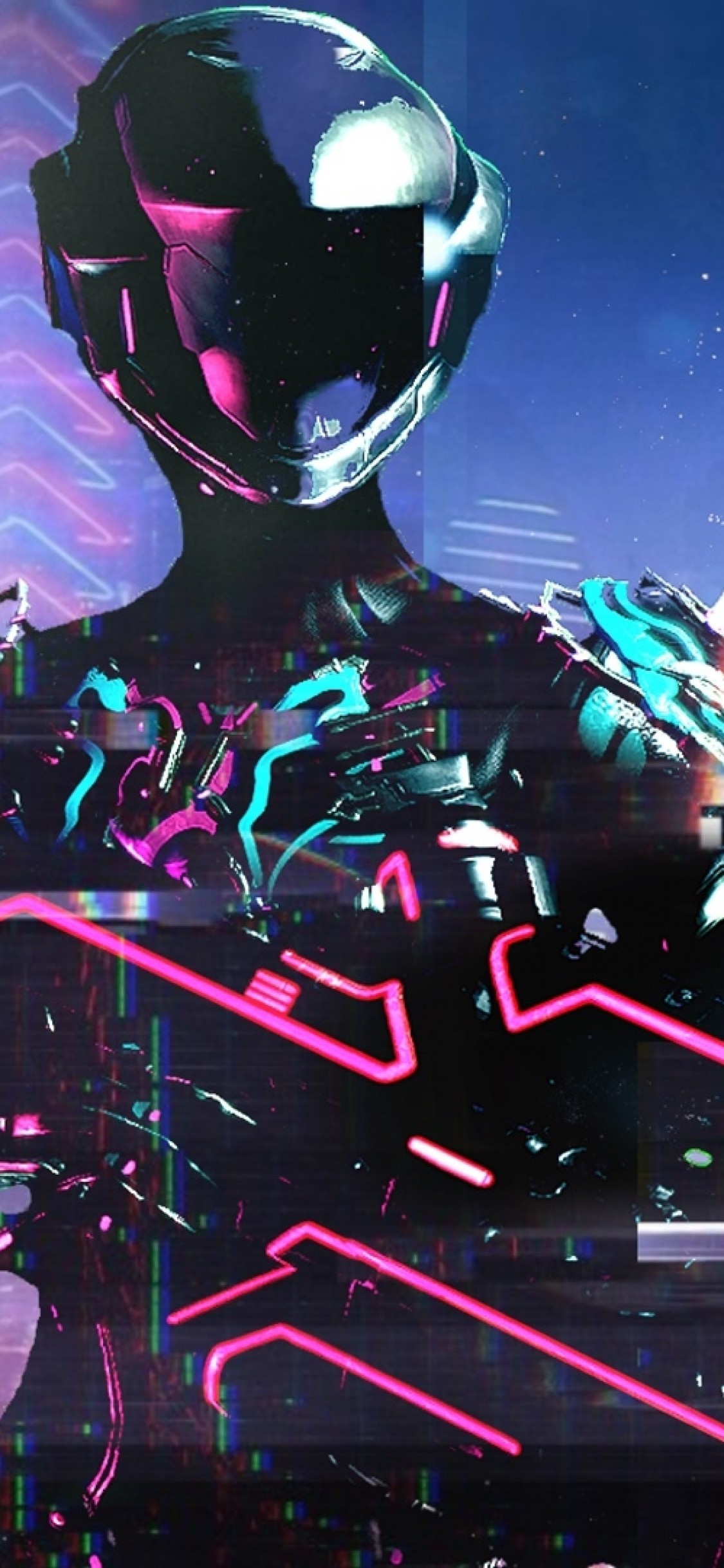 Retrowave, Bodysuit, Cyberpunk, Futuristic City - Retrowave Wallpaper Iphone X - HD Wallpaper 