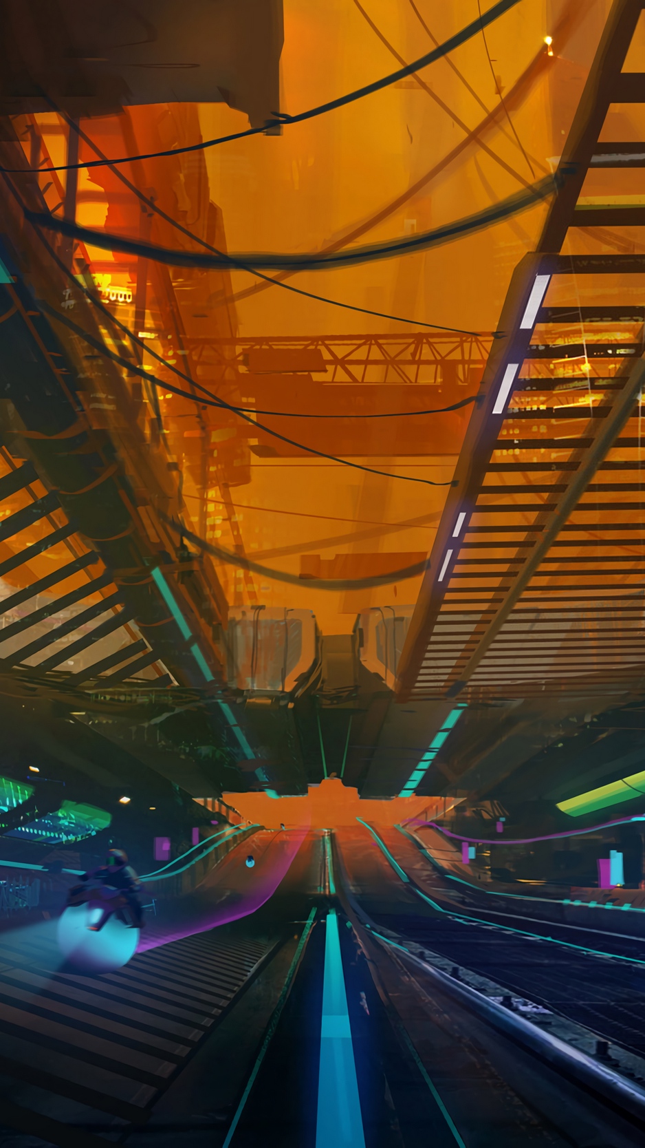 Wallpaper Overpass, Art, Cyberpunk, Sci-fi, Movement - Sci Fi Wallpaper Iphone Cyberpunk - HD Wallpaper 