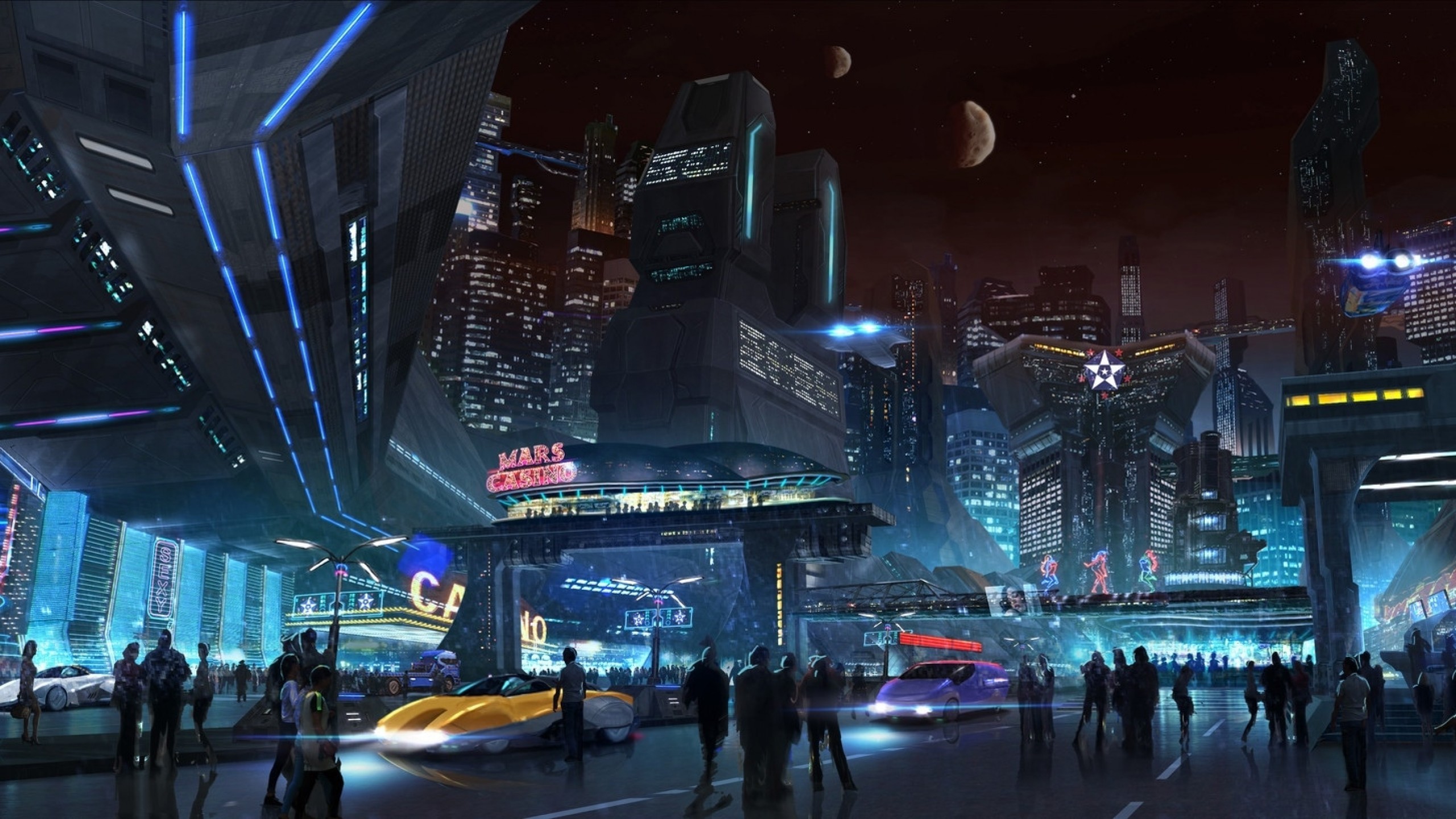 Futuristic City, Cyberpunk, Skyscrapers, People - 2560 X 1440 Wallpaper Cyberpunk - HD Wallpaper 