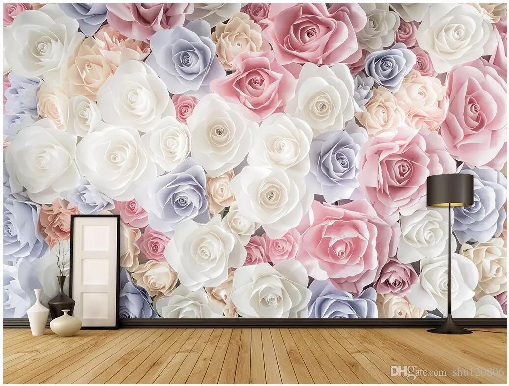 Flower Wall Blue Rose - HD Wallpaper 