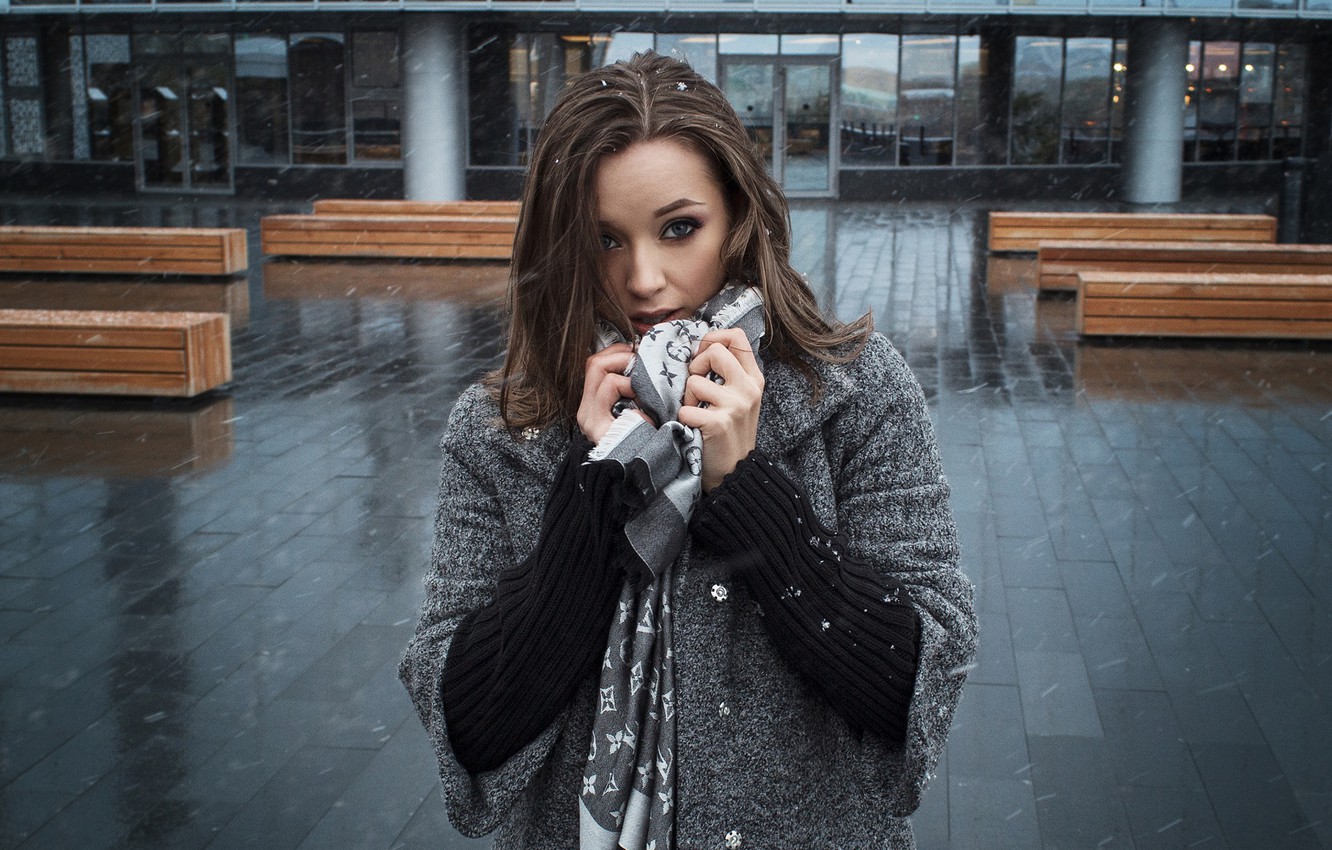 Photo Wallpaper Girl, Snow, Antonina, Zlobin Awesome, - Girl - HD Wallpaper 