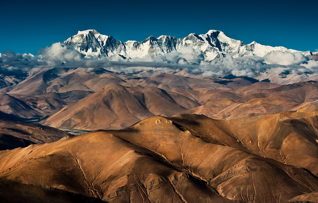 Photo Wallpaper Clouds, Mountains, China, China, Tibet, - Cho Oyu - HD Wallpaper 