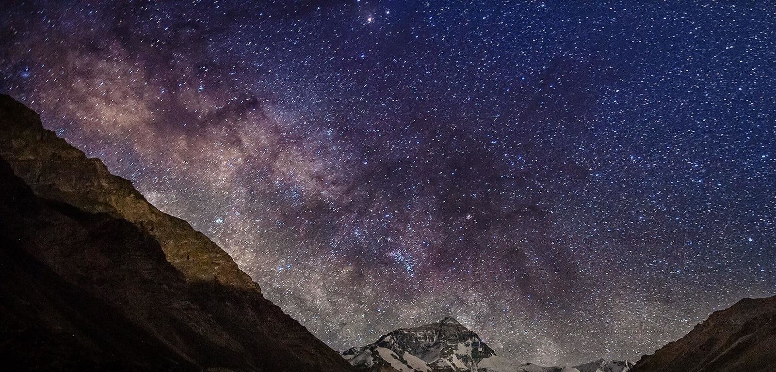 Awesome Mount Everest Free Background Id - Stars Sky From Mount Everest - HD Wallpaper 