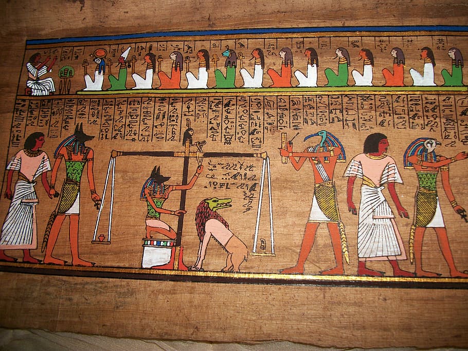 Egyptian Hieroglyphics Board, Anubis, Judgement, God, - Ancient Egyptian Art - HD Wallpaper 