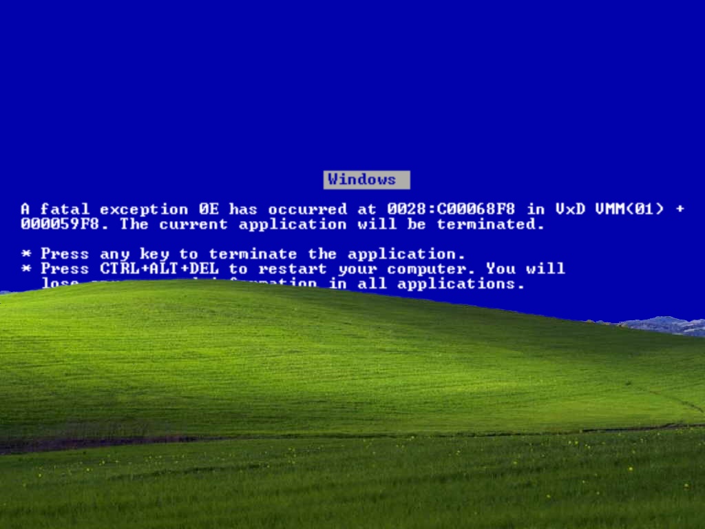 Windows Xp Blue Screen Of Death Bliss - Windows Xp Nostalgia - HD Wallpaper 