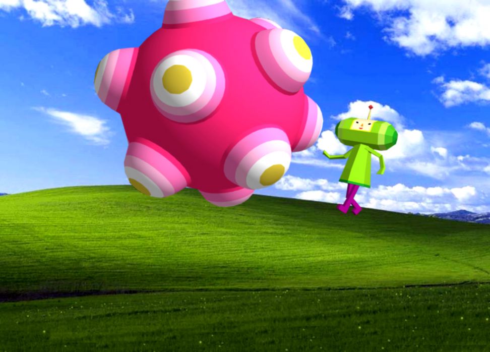 Katamari Xp Windows Xp Bliss Wallpaper Know Your Meme - Windows Xp In Use - HD Wallpaper 